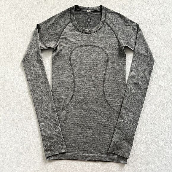 Lululemon Women Swiftly Tech Long Sleeve Crew Sparkle Black White Silver Gray 2 - Picture 1 of 7